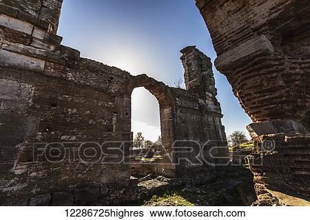 Stock Photograph - Ruins of Basilica B; Philippi, Greece. Fotosearch