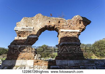 Stock Photograph - Ruins of Basilica B; Philippi, Greece. Fotosearch