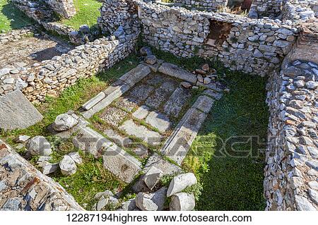 Stock Photograph - Ruins of stone walls; Philippi, Greece. Fotosearch
