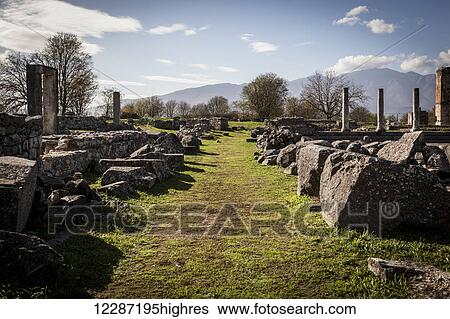 Stock Photograph - Ruins of stone walls; Philippi, Greece. Fotosearch
