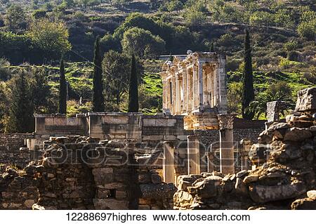 Ruins of the Celsus Library; Ephesus, Turkey View Large Photo Image Stock Photograph - Ruins of the Celsus Library; Ephesus, Turkey. Fotosearch