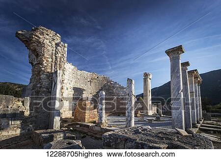 Stock Photograph - Ruins of the Church of Mary and Council of Ephesus; Ephesus, Turkey. Fotosearch