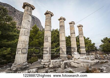 Ruins of the Sanctuary of Athena; Priene, Turkey View Large Photo Image Stock Photograph - Ruins of the Sanctuary of Athena; Priene, Turkey. Fotosearch
