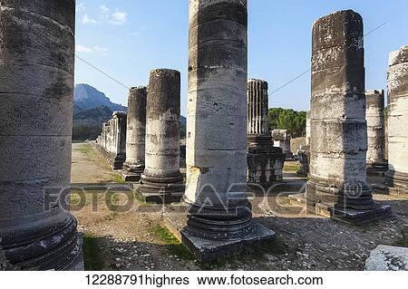 Stock Photograph - Ruins of the Temple of Artemis; Sardis, Turkey. Fotosearch