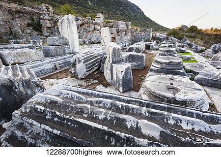 Stock Photograph - Ruins of the Temple of Serapis which was an Egyptian Cult; Ephesus, Turkey. Fotosearch