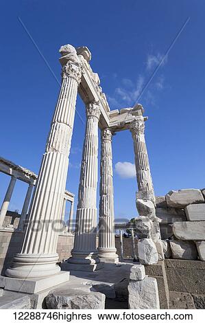Ruins of the Temple of Trajan; Pergamum, Turkey View Large Photo Image Stock Photograph - Ruins of the Temple of Trajan; Pergamum, Turkey. Fotosearch