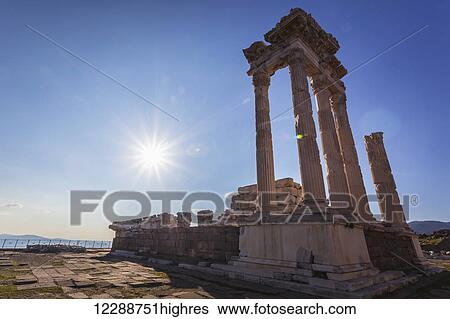 Stock Photograph - Ruins of the Temple of Trajan, the Pergamenes were known as the temple-keepers of Asia; Pergamon, Turkey. Fotosearch