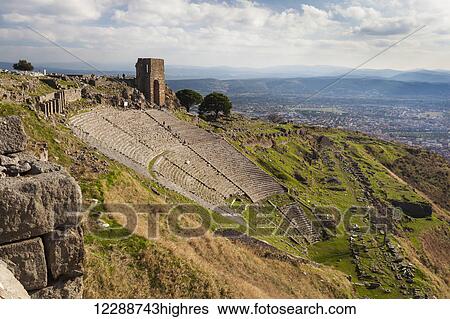 Ruins of the theater in Pergamum, with such good acoustics that a whisper onstage could be heard all the way to the top row; Pergamum, Turkey View Large Photo Image Stock Photograph - Ruins of the theater in Pergamum, with such good acoustics that a whisper onstage could be heard all the way to the top row; Pergamum, Turkey. Fotosearch