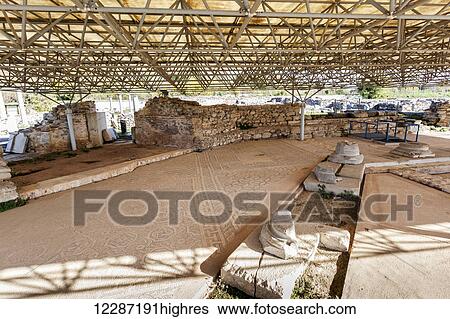 Stock Photograph - Ruins under a roof; Philippi, Greece. Fotosearch
