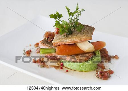 Stock Photograph - Salmon dish; Quebec, Canada. Fotosearch