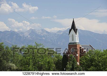 Stock Photograph - Salt Lake City church; Salt Lake City, Utah, United States of America. Fotosearch
