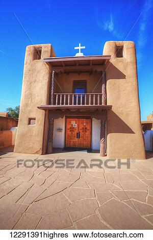 Stock Photograph - San Geronimo Chapel, Taos Pueblo, dates to 1000 AD; New Mexico, United States of America. Fotosearch