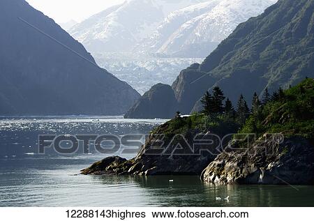 Stock Photograph - Scenic view of Sawyer Glacier, Tracy Arm Fjord, Inside Passage, Southeast Alaska, summer. Fotosearch
