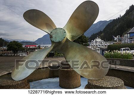 Stock Photograph - Sculpture of a boat propellor, Horseshoe Bay; Vancouver, British Columbia, Canada. Fotosearch