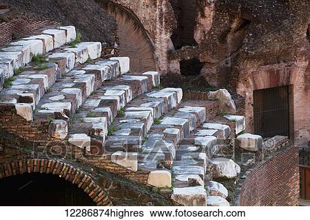 Stock Photograph - Seating at the Colosseum; Rome, Italy. Fotosearch
