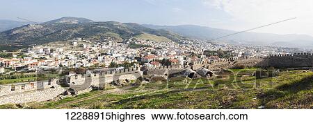 Stock Photograph - Selcuk Castle and cityscape; Ephesus, Turkey. Fotosearch