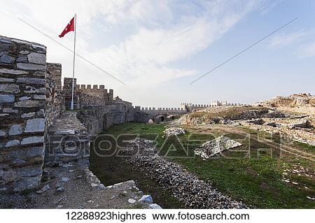 Selcuk Castle and the Turkish flag; Ephesus, Turkey View Large Photo Image Stock Photograph - Selcuk Castle and the Turkish flag; Ephesus, Turkey. Fotosearch