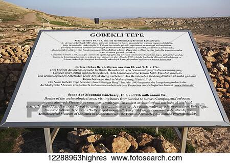 Sign for the stone age mountain sanctuary at the ancient ruins of the oldest civilization; Gobekli Tepe, Turkey View Large Photo Image Stock Photograph - Sign for the stone age mountain sanctuary at the ancient ruins of the oldest civilization; Gobekli Tepe, Turkey. Fotosearch