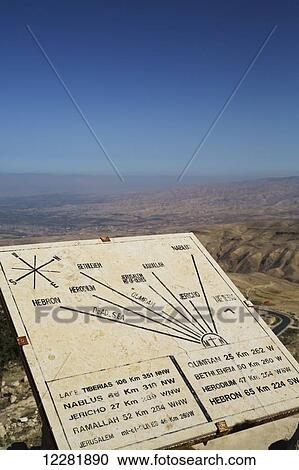 Sign indicating distances, Mt. Nebo; Jordan View Large Photo Image Stock Image - Sign indicating distances, Mt. Nebo; Jordan. Fotosearch