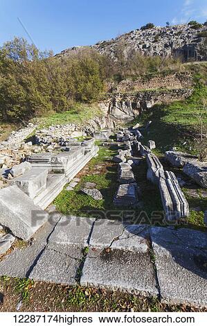 Stock Photograph - Site of stone ruins; Philippi, Greece. Fotosearch