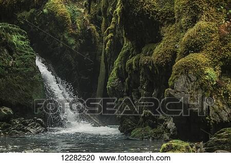Stock Image - Small waterfall in Girdwood, Southcentral Alaska.. Fotosearch