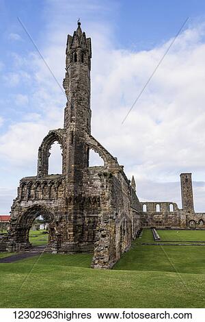 Stock Photograph - St. Andrews Cathedral ruins; St. Andrews, Fife, Scotland. Fotosearch