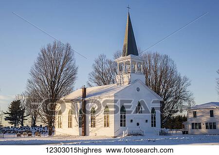 Stock Photograph - St. James Anglican church; Hatley, Quebec, Canada. Fotosearch