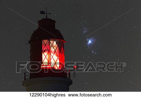 Stars and nebula (Orion Nebula) with an illuminated lighthouse; South Shields, Tyne and Wear, England View Large Photo Image Stock Photograph - Stars and nebula (Orion Nebula) with an illuminated lighthouse; South Shields, Tyne and Wear, England. Fotosearch