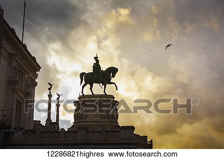 Stock Photograph - Statue of Victor Emmanuel; Rome, Italy. Fotosearch