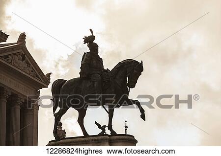 Stock Photograph - Statue of Victor Emmanuel; Rome, Italy. Fotosearch