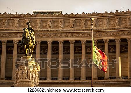 Stock Photograph - Statue of Victor Emmanuel; Rome, Italy. Fotosearch