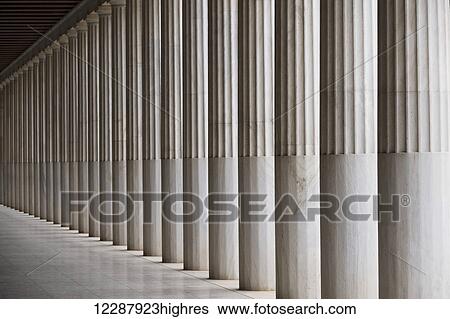 Stoa of Attalos marble ceiling and colonnade; Athens, Attica, Greece View Large Photo Image Stock Photograph - Stoa of Attalos marble ceiling and colonnade; Athens, Attica, Greece. Fotosearch