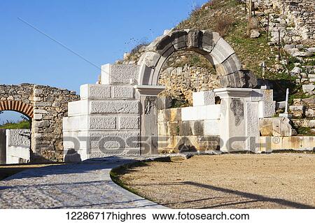 Stone arched entrance to the amphitheatre; Philippi, Greece View Large Photo Image Stock Photograph - Stone arched entrance to the amphitheatre; Philippi, Greece. Fotosearch