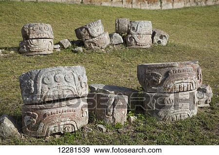 Stone glyphs in front of the Palace of Masks, Kabah archaeological site; Yucatan, Mexico View Large Photo Image Stock Photo - Stone glyphs in front of the Palace of Masks, Kabah archaeological site; Yucatan, Mexico. Fotosearch