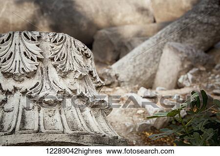 Stock Photograph - Stone ruins at a biblical site; Thyatira, Turkey. Fotosearch