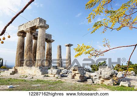 Stone ruins with columns; Corinth, Greece View Large Photo Image Stock Photograph - Stone ruins with columns; Corinth, Greece. Fotosearch