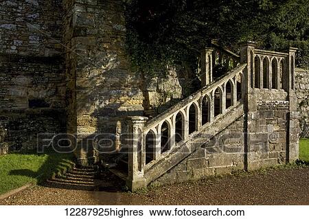 Stone staircase beneath trees in Battle Abbey; Battle, England View Large Photo Image Stock Photograph - Stone staircase beneath trees in Battle Abbey; Battle, England. Fotosearch