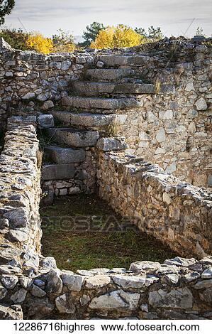 Stone wall and steps ruins; Philippi, Greece View Large Photo Image Stock Photograph - Stone wall and steps ruins; Philippi, Greece. Fotosearch