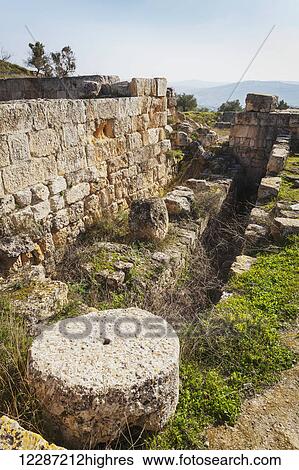 Stone wall ruins; Sabasita, Samaria, Israel View Large Photo Image Stock Photograph - Stone wall ruins; Sabasita, Samaria, Israel. Fotosearch