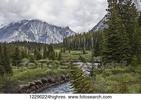 Stormy skies over mountain, Kananaskis country; Alberta, Canada View Large Photo Image Stock Photograph - Stormy skies over mountain, Kananaskis country; Alberta, Canada. Fotosearch