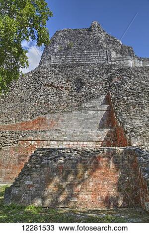 Stock Image - Structure X, Becan, Mayan Ruins; Campeche, Mexico. Fotosearch