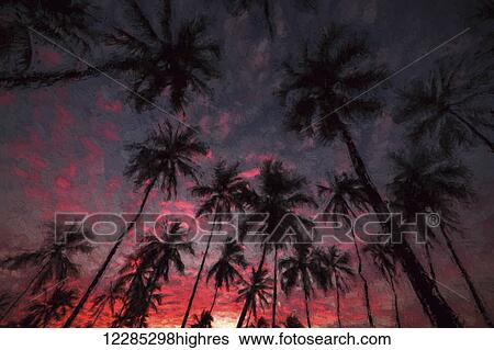 Stock Photograph - Sunrise at Puuhonua O Hnaunau National Historical Park, Place of Refuge; Kona, Island of Hawaii, Hawaii, United States of America. Fotosearch