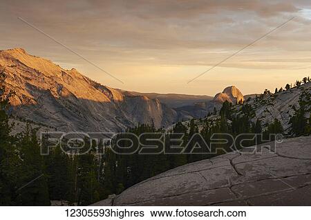 Sunset view from Olmsted Point towards Half dome, Yosemite National Park; California, United States of America View Large Photo Image Stock Photograph - Sunset view from Olmsted Point towards Half dome, Yosemite National Park; California, United States of America. Fotosearch