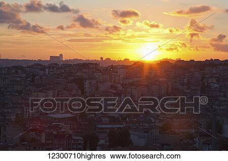Sunset view in Beyoglu district; Istanbul, Turkey View Large Photo Image Stock Photograph - Sunset view in Beyoglu district; Istanbul, Turkey. Fotosearch