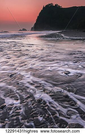 Surf and dawn light at Pololu Valley; Island of Hawaii, Hawaii, United States of America View Large Photo Image Stock Photograph - Surf and dawn light at Pololu Valley; Island of Hawaii, Hawaii, United States of America. Fotosearch