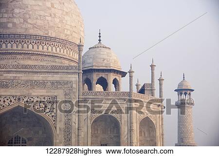 Stock Photograph - Taj Mahal domes; Agra, Uttar Pradesh, India. Fotosearch