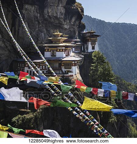 Stock Photograph - Taktsang Palphug Monastery (Tiger's Nest); Paro, Bhutan. Fotosearch