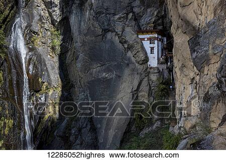 Stock Photograph - Taktsang Palphug Monastery (Tiger's Nest); Paro, Bhutan. Fotosearch