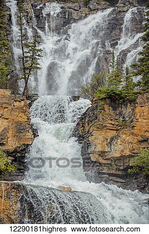 Stock Photograph - Tangle Falls, Jasper National Park; Alberta, Canada. Fotosearch