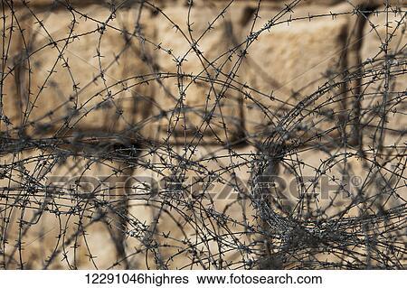 Stock Photograph - Tangled barbed wire, Old City Jerusalem; Jerusalem, Israel. Fotosearch